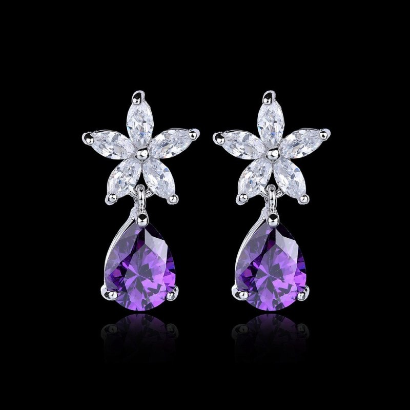 Korean-Style Drop Flower Stud Earrings Jewelry Fashion All-match AAA Zircon Accessories Qxwe551