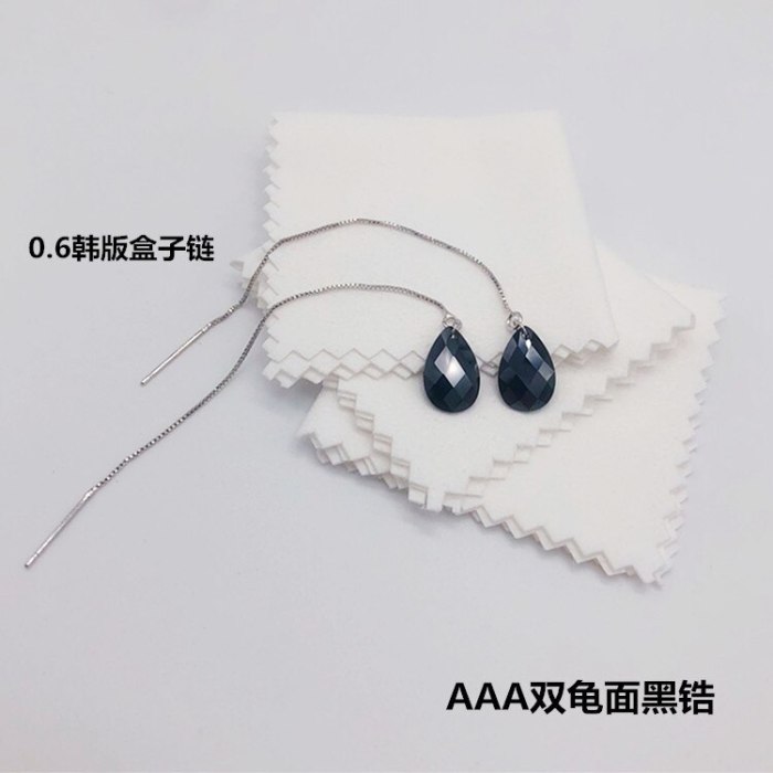 AAA Drop Zircon Earrings Korean Plated Platinum Long Hanging Earrings Simple Ear Stud Earrings QX10