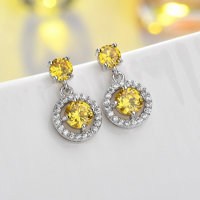 Round Earrings Copper Inlaid AAA Zircon Earrings Fashion Stud Earrings  Qxwee1308