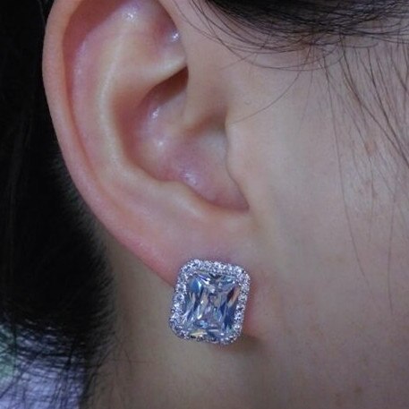 Korean-Style Stud Earrings S925 Silver Pin Earrings AAA Zircon Inlaid Earrings  Jewelry Qxwe674