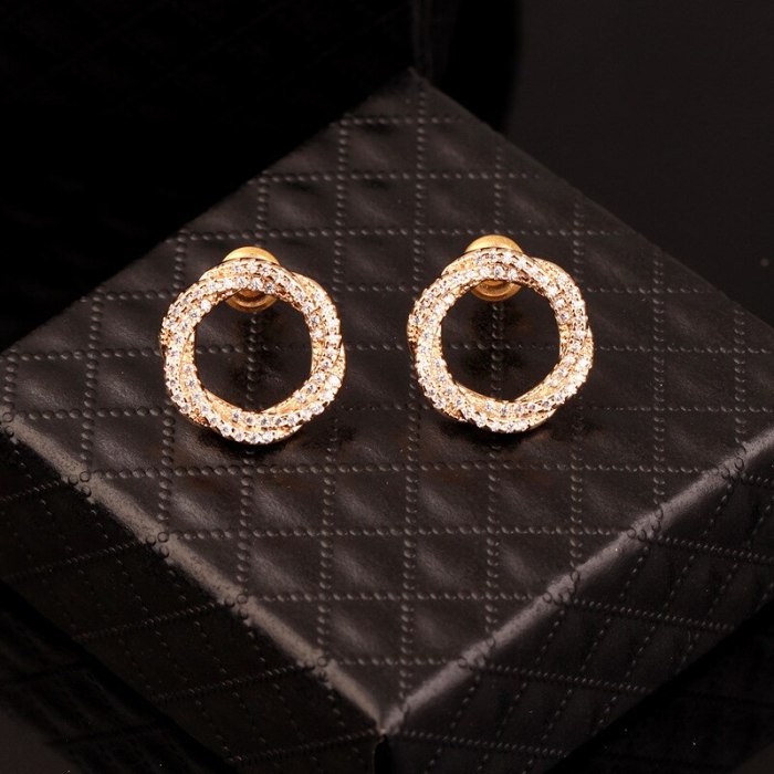 AAA Zircon Micro Pave Stud Earrings Linen Flower Color-Shaped Earrings  Korean-Style Fashion Fine Jewelry Qxwe108