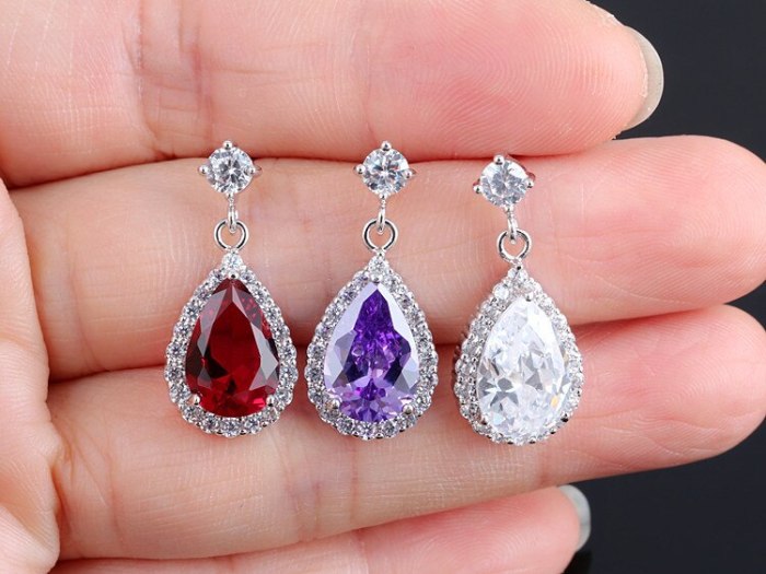 Korean-Style Earrings Copper Inlaid Drop AAA Zircon Stud Earrings Micro Pave Small Diamond All-match Jewelry Qxwe151