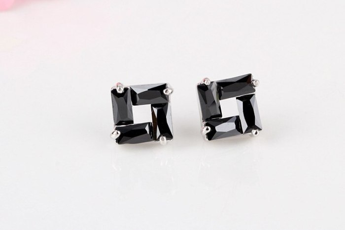 Geometric Rectangular AAA Zircon Earrings Colorful Inlaid Simple Stud Earrings Qxwe526