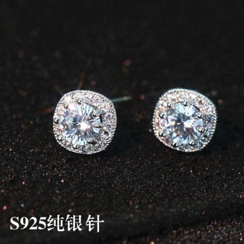 925 Sterling Silver Stud Earrings AAA Zircon Inlay Earrings  Wild Hipster Korean Version of The Jewelry QxWE696
