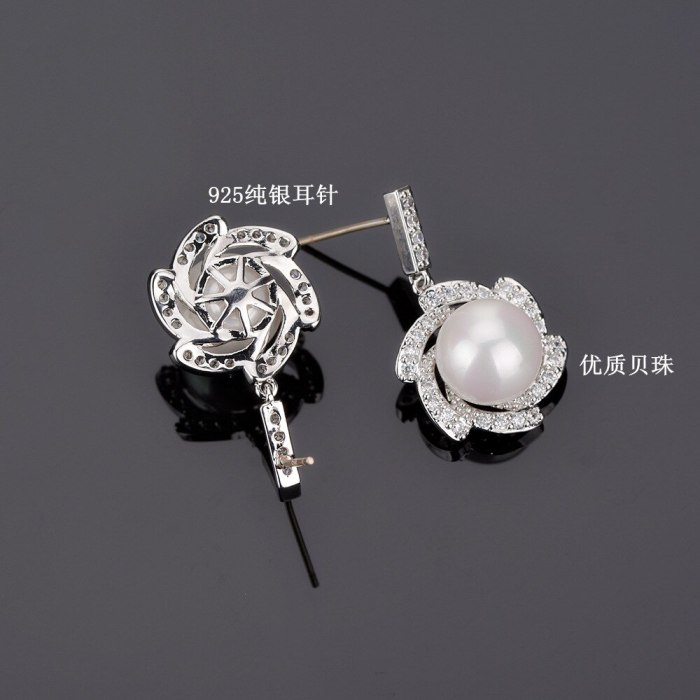 Elegant Pearl Earrings AAA Zircon Shell Pearls Stud Earrings 925 Sterling Silver Ear Pin Korean-Style Earrings  Qxwe1053