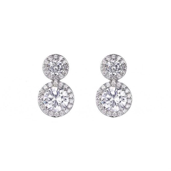 Stud Earrings Sterling Silver Ear Pin Copper Inlaid AAA Zircon Earrings Korean Fashion Earrings Jewelry Qxwe825