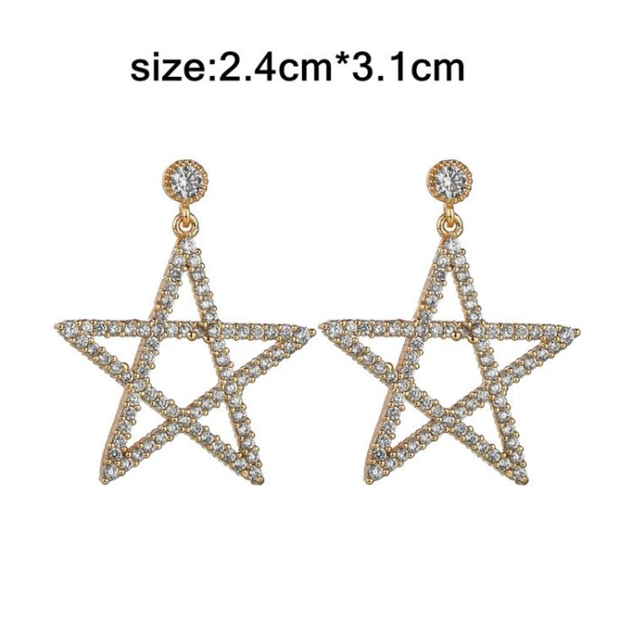 Five-Star Earrings AAA Zircon Micro-Inlaid Ear Stud Earrings 925 Sterling Silver Ear Pin Fashion Clothing Accessories Qxwe1036