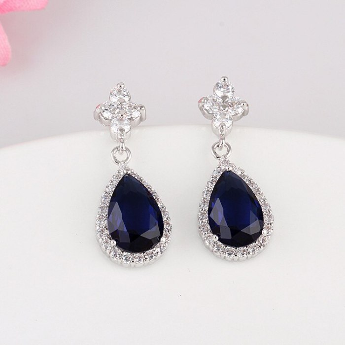 Drop AAA Zircon Earrings Ear Pendant 925 Sterling Silver Ear Pin Korean Fashion Jewelry Earrings Qxwe659