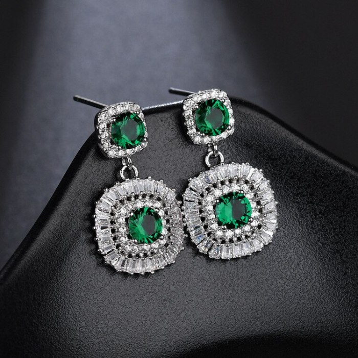 New Zircon Crystal Earrings Korean Fashion Ear Stud High-End Ear Pendant Ear Stud Earrings Jewelry Qxwe1117