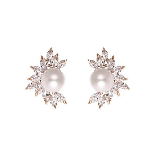 Registration S925 Sterling Silver Stud Earrings Zircon Korean Fashion Pearl Earrings Jewelry Wholesale Earrings QxWE634