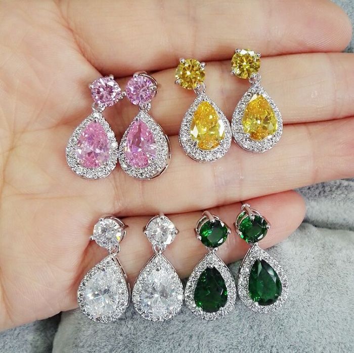 Korean Style Earrings AAA Drop Zircon Earrings Fashion Simple Ear Pendant Earrings Hot Selling Stud Earrings Qxwe836