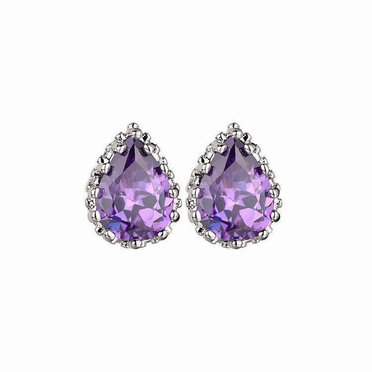 Copper Inlaid Drop Zircon Crystal Stud Earrings Cutout Lovely Earrings Simple Multi-Color Earrings Jewelry Qxwe407