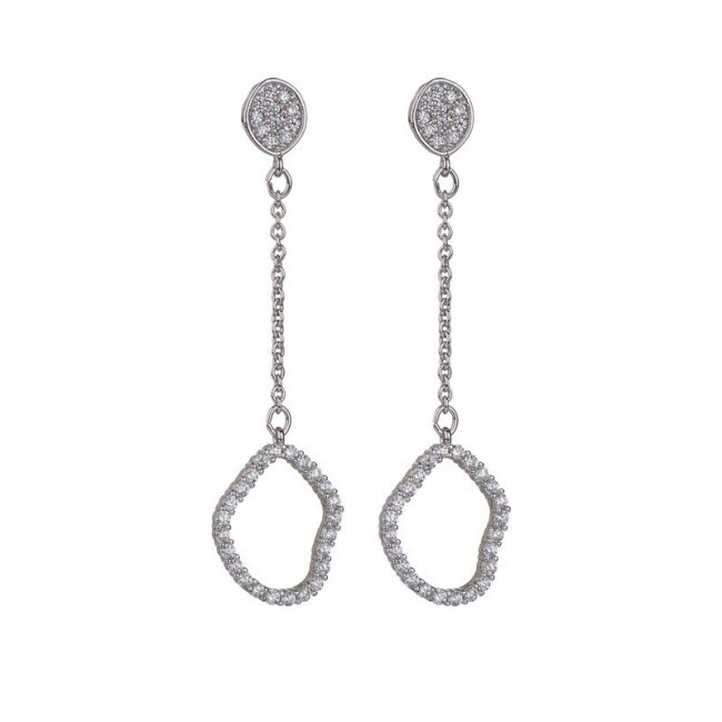 Geometric Earrings Tassel Long AAA Zircon Inlaid Ear Pendant Korean Fashion Ear Stud Ornament 925 Sterling Silver Pin Qxwe986