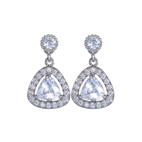 Korean-Style Triangle Crystal Zircon Earrings 925 Silver Pin Ear Pendant Fashion Jewelry Earrings Qxwe700