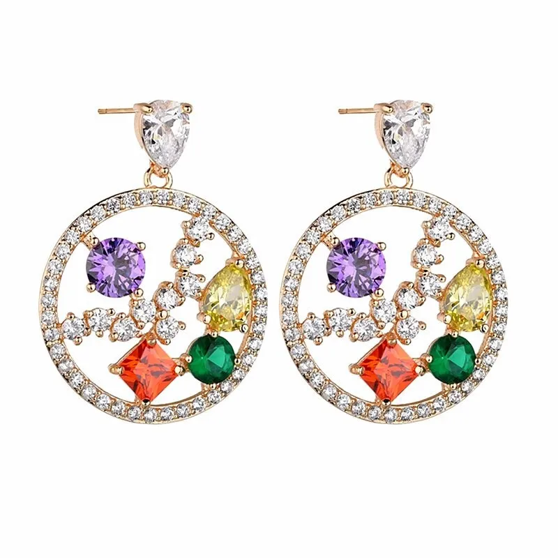 Copper Inlaid AAA Crystal Zircon Earrings European and American Quality Luxury Ear Stud Earrings Accessories Qxwe1147