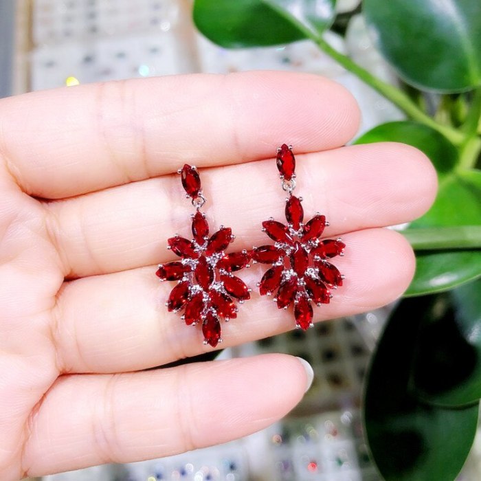 Ice Flowers Zircon Earrings AAA Zircon Stud Earrings Korean Earrings Dinner Wedding Jewelry Qxwe571