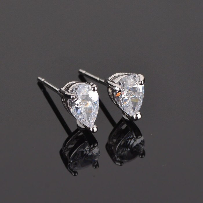 Stud Earrings AAA Zircon Inlaid with Platinum All-Matching Fresh Earrings Jewelry Qxwe7