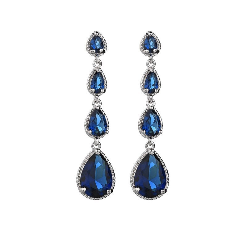 Silver Needle Drop AAA Zircon Crystal Inlaid Luxury Earrings Long Fashion Women's Dinner Stud Earrings Qxwe1274