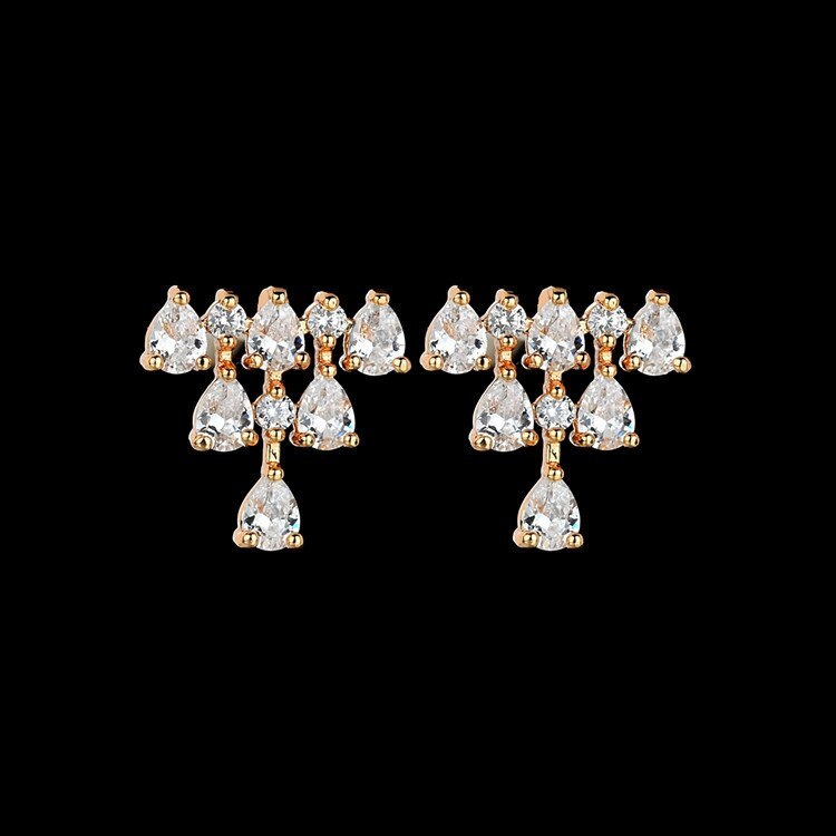 New Style Copper Inlaid Drop Zircon Earrings Korean Fashion Creative All-match Stud Earrings Jewelry Qxwe1168