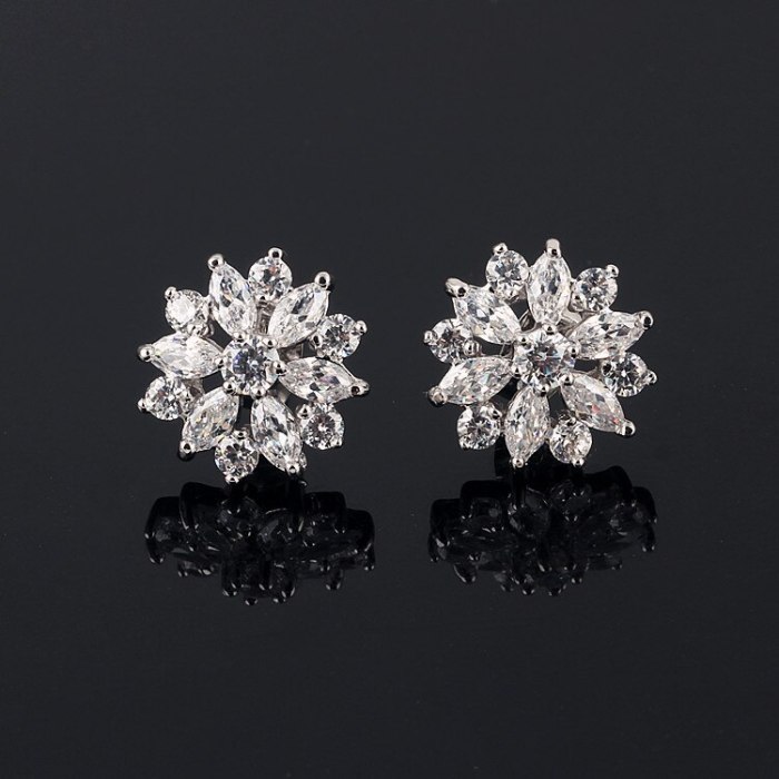 Zircon Earrings Korean Fashion Female Stud Earrings Cool All-match Snowflake Lover Earrings Jewelry Qxwe066