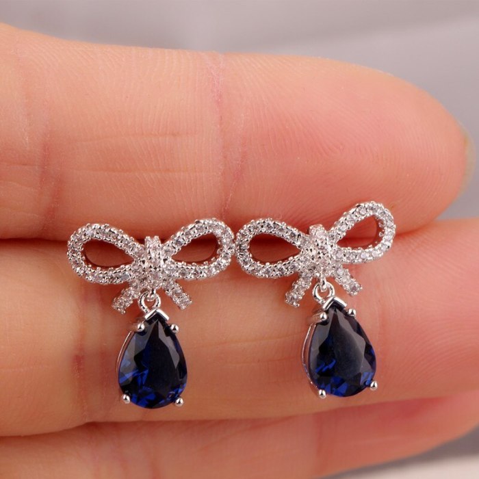 Exquisite Water Drop AAA Zirconium Stone Inlaid Stud Earrings 925 Sterling Silver Earrings Jewelry Qxwe856