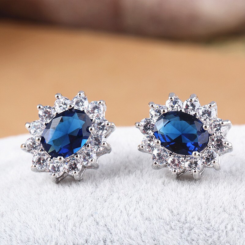 European and American AAA Zircon Inlaid Stud Earrings Princess Earrings Exquisite Women's Jewelry Qxwe569