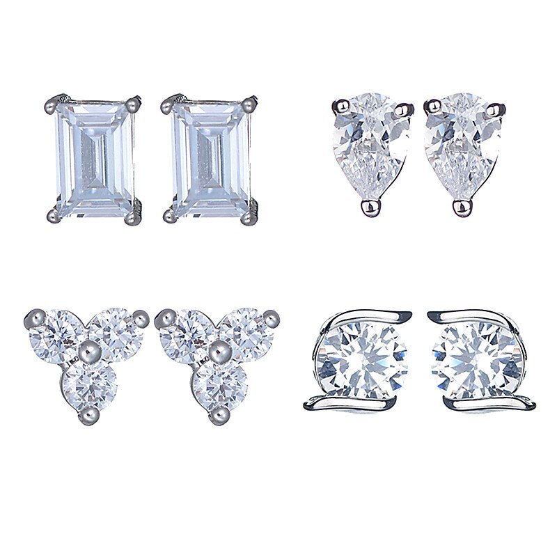Stud Earrings AAA Zircon Inlaid with Platinum All-Matching Fresh Earrings Jewelry Qxwe7