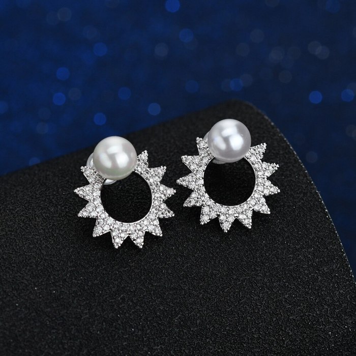 Cat Pearl Stud Earrings Fashion Trendy AAA Zircon Elegant Full Diamond Double Wear 925 Silver Needle Earrings Qxwe1257