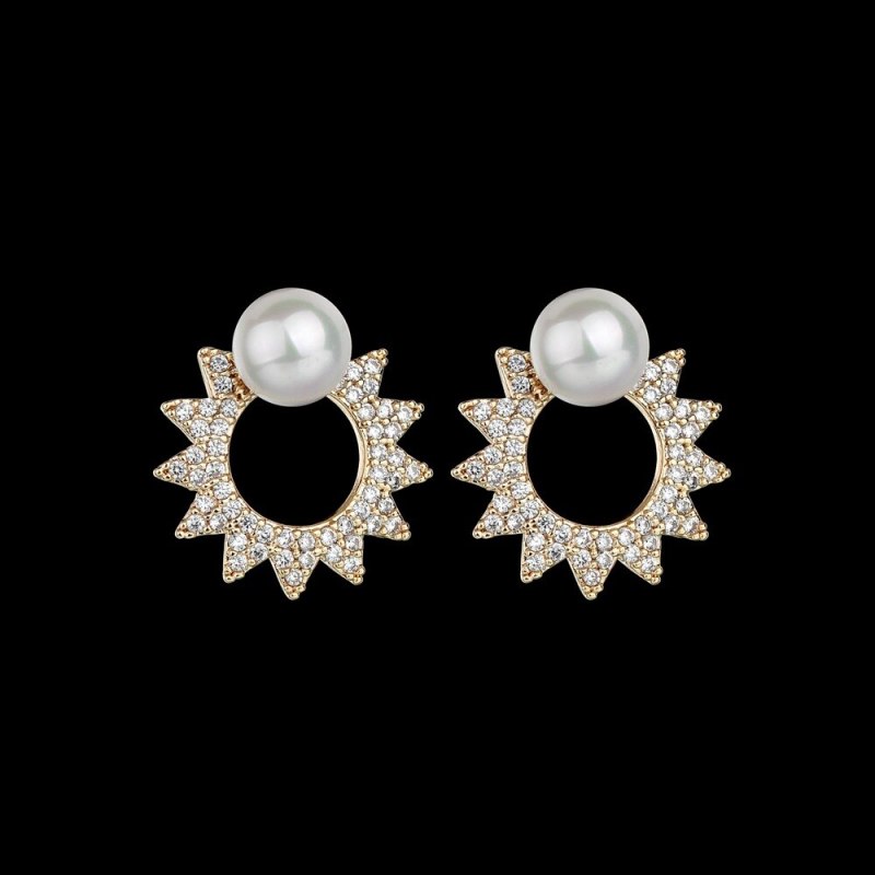 Cat Pearl Stud Earrings Fashion Trendy AAA Zircon Elegant Full Diamond Double Wear 925 Silver Needle Earrings Qxwe1257