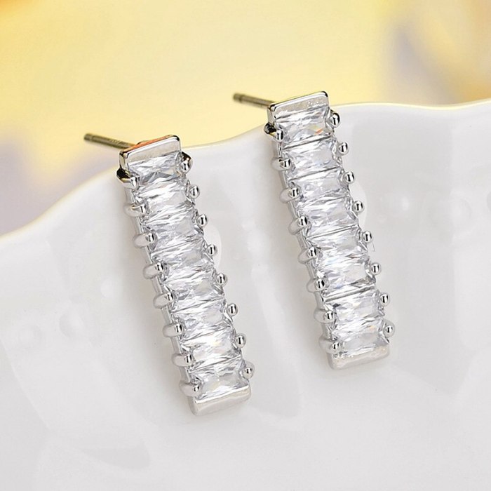 Korean-Style Creative Stud Earrings AAA Zircon Crystal Inlaid Earrings 925 Sterling Silver Ear Pin Earrings Qxwe1209