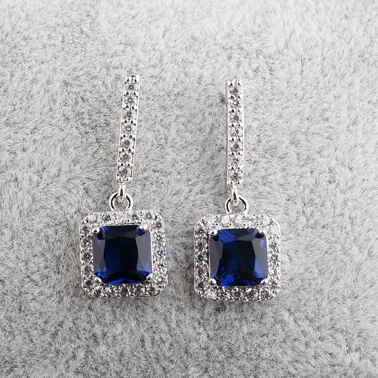 Korean-Style Stud Earrings Micro Pave Square Zircon Earrings Exquisite Fashion Long Earrings Jewelry Qxwe591