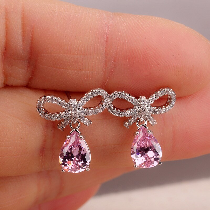 Exquisite Water Drop AAA Zirconium Stone Inlaid Stud Earrings 925 Sterling Silver Earrings Jewelry Qxwe856