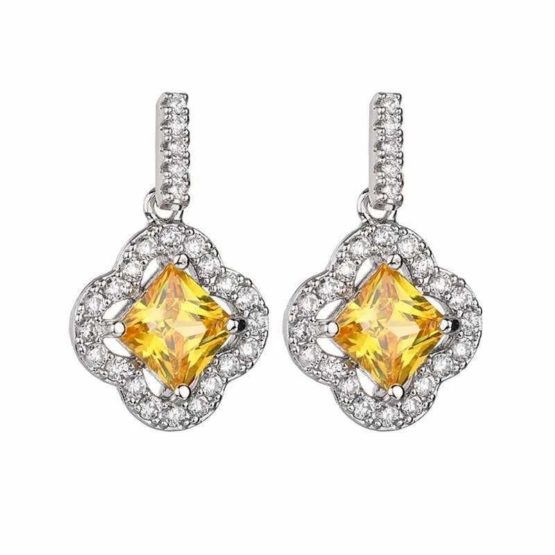 925 Sterling Silver Pin Copper Inlaid AAA Zircon Crystal Earrings Korean-Style Exquisite Stud Earrings Antique Earrings Qxwe1216
