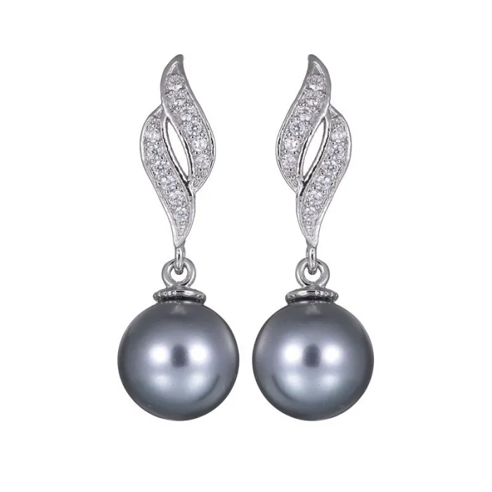 Classic Symmetrical Pearl Stud Earrings AAA Zircon Earrings Inlaid with Platinum Plated Simple Fashion Earrings Qxwe811