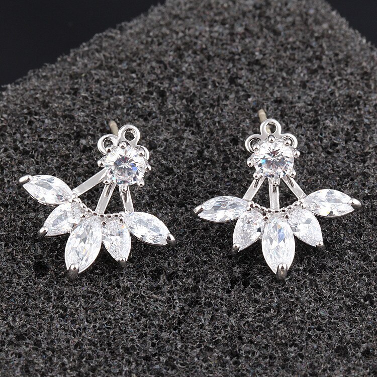 Korean Style 925 Sterling Silver Pin Stud Earrings Korean Style Hanging Earrings Zircon Simple Elegant Female Jewelry Qxwe697