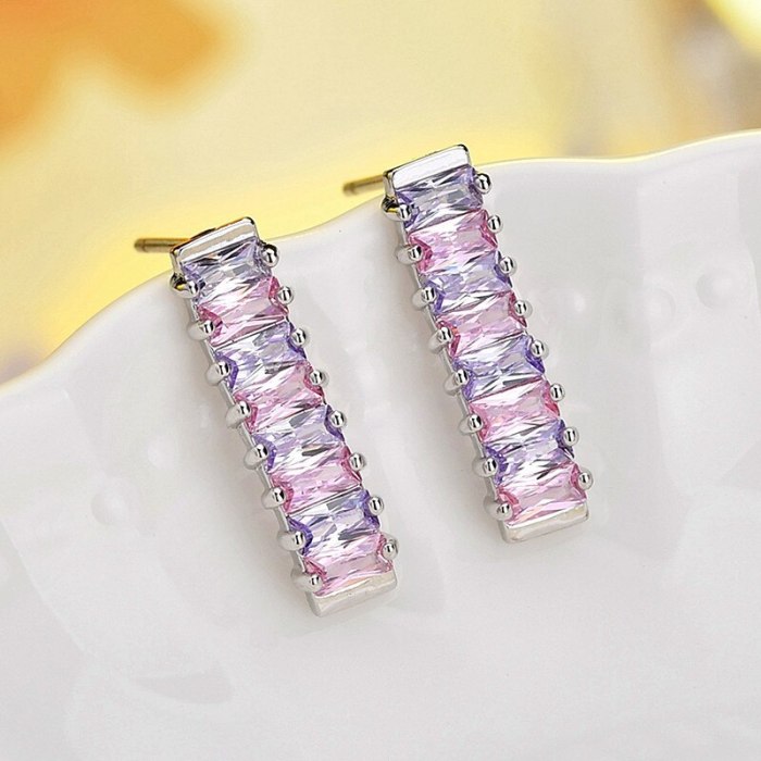 Korean-Style Creative Stud Earrings AAA Zircon Crystal Inlaid Earrings 925 Sterling Silver Ear Pin Earrings Qxwe1209