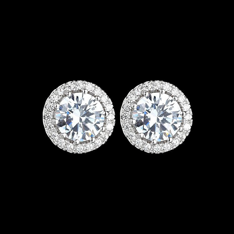 Stud Earrings AAA Zircon Copper Micro Pave Cutout All-match Stud Earrings Classic Vintage Round Earrings Qxwe1116