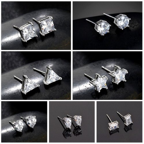 Stud Earrings Round Square Love Heart Triangle Five-Star Rectangular Drop AAA Zircon Earrings Gold Plated Qx368425