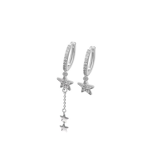 S925 Silver Simple Zircon Star Tassel Earrings Female Japanese and Korean Popular Stud Earrings  Mle2160