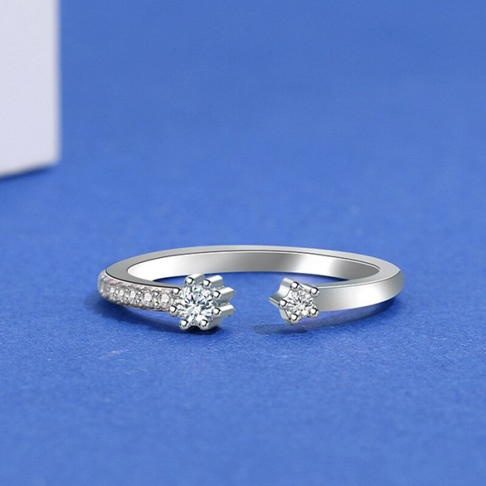 S925 Sterling Silver Simple Diamond Ring Female Korean Fashion Hand Jewelry Mlk873