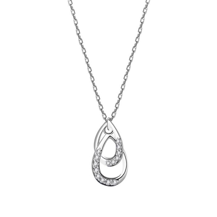 S925 Silver Double Coils Zircon Necklace Female Korean Popular Simple Wind Clavicle Chain Mla2007