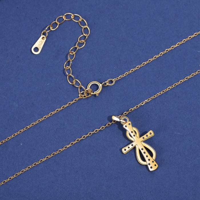 S925 Silver Creative Design European and American Element Cross Necklace Female Fashion Clavicle Chain Wholesale Mla2018