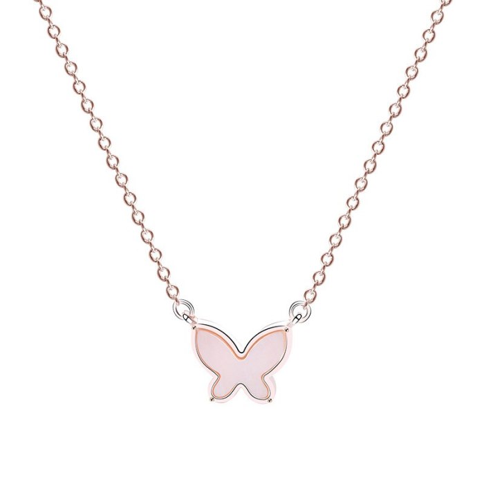 S925 Silver Creative Design Butterfly Necklace Female Japanese and Korean Simple Necklace Silver Mla232a