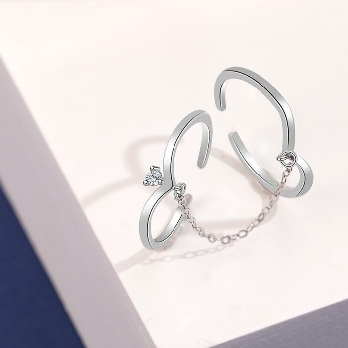 S925 Sterling Silver Simple Creative Double-Wear Open Ring Female Korean New Hand Jewelry Mlk872