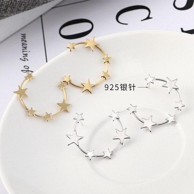 S925 Silver Needle Korean Fashion Simple Star Earrings Female Cool All-match Five-Pointed Star Stud Earrings Wholesale 138962