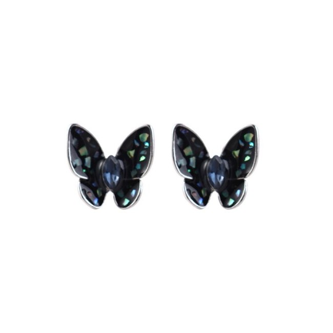 S925 Sterling Silver New Hipster Butterfly Stud Earrings Girl's Crystal Earrings Korean Cute Small Jewelry 138863