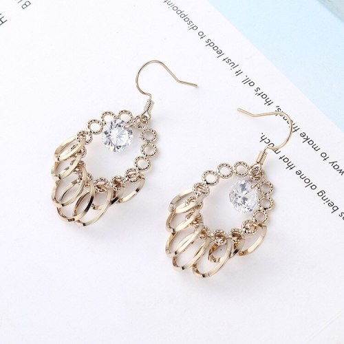 European and American Exaggerated Cool Ring Stud Earrings Female Circle Hollow Zircon Earrings 138908