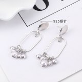 European Creative Fashion Simple Geometric Hollow Pearl Earrings Female S925 Silver Needle Stud Earrings Small Jewelry 139566
