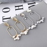European Creative Fashion Simple Geometric Hollow Pearl Earrings Female S925 Silver Needle Stud Earrings Small Jewelry 139566
