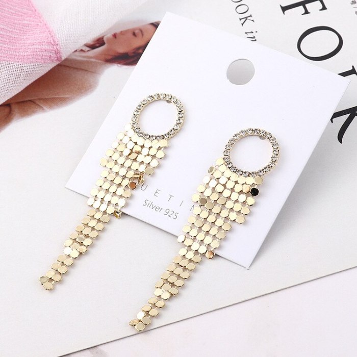 European and American Fashion Exaggerated Small Scales Stud Earrings Female Circle Long Earrings Silver Needle Earrings 138923
